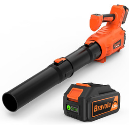 Акумуляторний повітродувач Bravolu 21V, потужність 210 км/год, акумулятор 4.0 Ah, зарядний пристрій, 6 режимів швидкості (5200mAh)