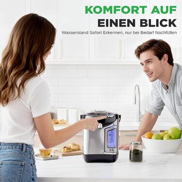 Електричний автоклав NutriChef 3L з дозатором гарячої води – нержавіюча сталь, безпечний кришка, безперебійний кран | Функція підігріву для глінтвейну, чаю, кави | Для комерційного та особистого використання | 1100W, компактний пристрій