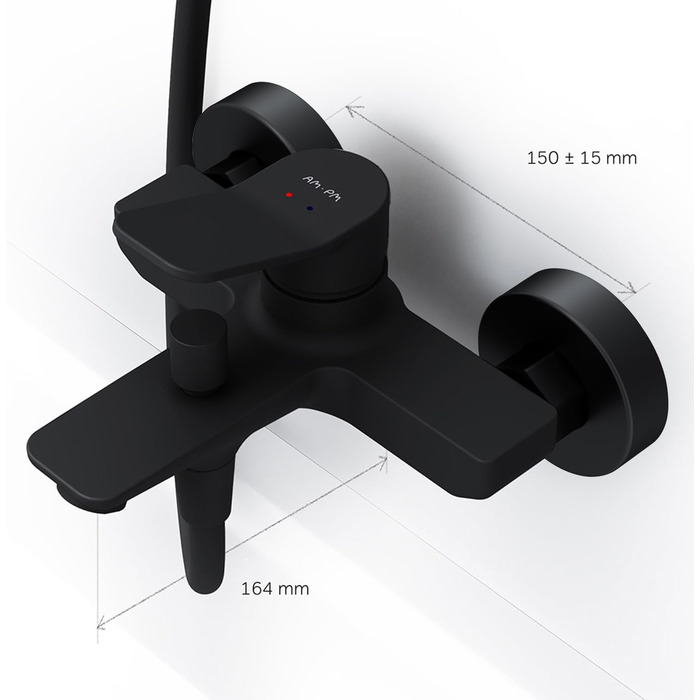 Змішувач для ванни X-Joy X-Joy FXA10022 чорний матовий з виливом, одноручний | Змішувач для ванни та душу