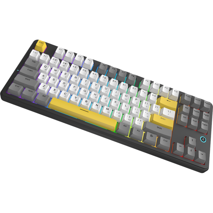 Дротова механічна клавіатура Ajazz AK870 V2 Flying Fish switches Black Grey Yellow (AK870-V2-FF-BGY)