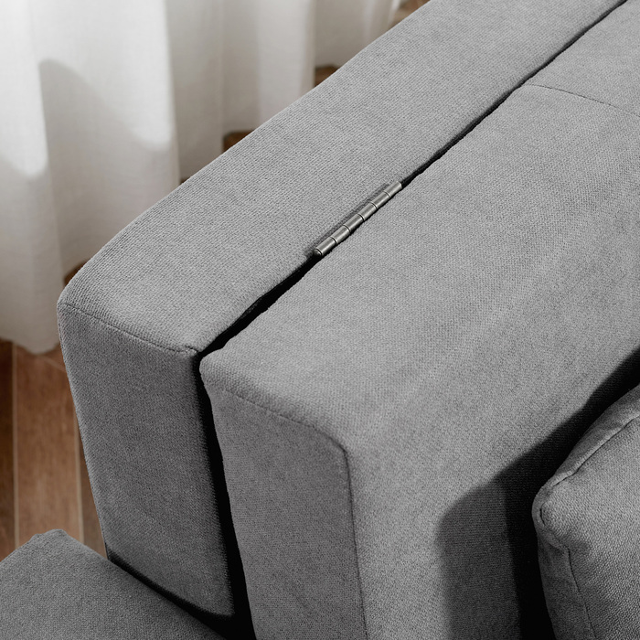 Диван-ліжко, 2-місний диван, до 200 кг, з прихованою системою зберігання, оббивка з полікотону, сірий