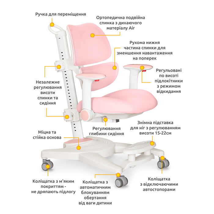 Дитяче крісло Mealux Space Air Pink (арт.Y-609 KP)