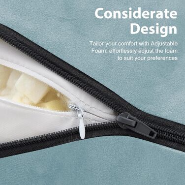 Подушка для читання з підлокітниками для дорослих, спинка для сидіння в ліжку, подушка з наповнювачем з піни з пам'яті з кишенями та знімним, пральним чохлом, для відпочинку, перегляду телевізора (Морська блакить, M(18 дюймів))