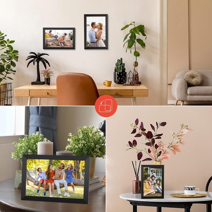 Цифровий фоторамка 10.1 дюйма з Wi-Fi, 32 ГБ пам'яті, сенсорний IPS екран 1280x800, підтримка фото/відео через додаток, датчик руху, чудовий подарунок