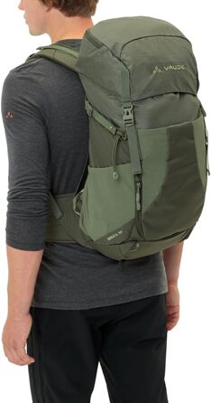 Туристичний рюкзак VAUDE Brenta 30 літрів, водовідштовхувальний рюкзак для жінок та чоловіків, зручний трекінговий рюкзак з інтегрованим чохлом від дощу, практичне розташування відділень (один розмір, хакі)