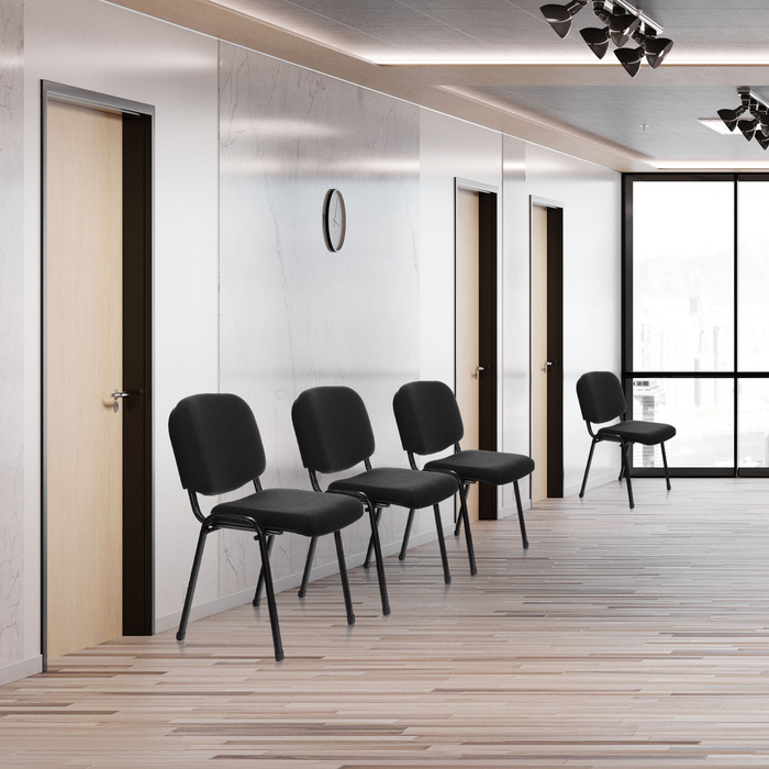 Крісло для відвідувачів / Конференційний стіл / Стільниця XT 600, набір 4 шт., чорний / чорний hjh OFFICE