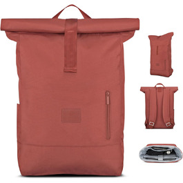 Рюкзак Johnny Urban Rolltop для жінок і чоловіків - Robin Large - Денний рюкзак з відділенням для ноутбука 16 дюймів - Перероблений ПЕТ - 18-22 л - Водовідштовхувальний Один розмір підходить для всіх Червоний