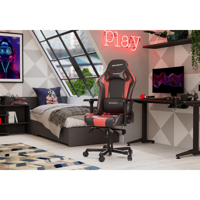 Геймерське крісло DXRacer King K99, шкірозамінник, чорно-червоне, до 200 см