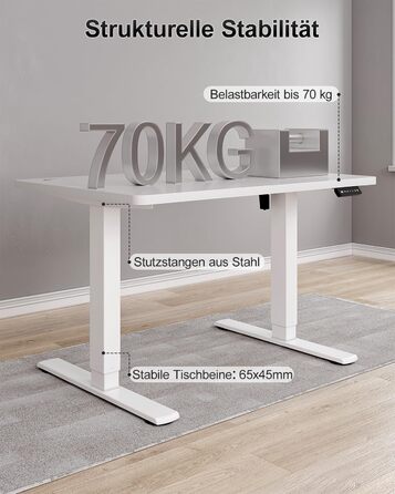 Дитячий електричний стіл Airfish, 80x60 см, регулювання висоти, пам'ять, для дому/офісу, білий