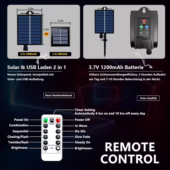 Сонячна LED гірлянда-шланг 20 м, водонепроникна, з USB, 8 режимів, пульт, холодне біле світло, для вулиці, саду, новорічна та весільна декорація