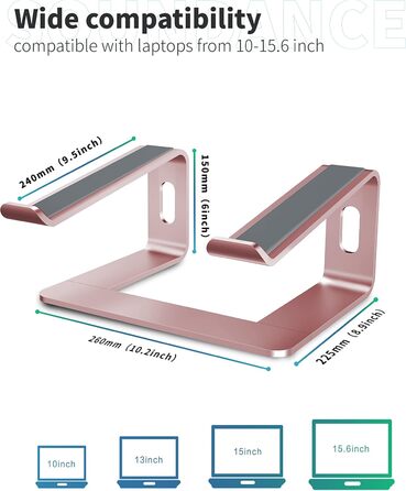 Підставка для ноутбука Soundance, алюміній, ергономічна, для столу, 10-15.6 дюймів, рожева