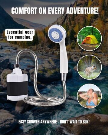 Переносний душ для кемпінгу HYDROPORT 2200 mAh: для подорожей, пляжу, домашніх тварин