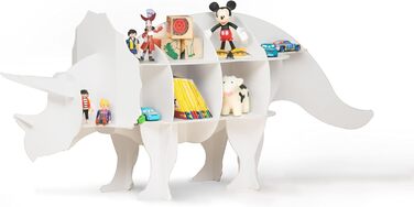 Дитяча полиця Cardboard Co Oscar the Dino у білому кольорі - підходить для приблизно 60 тоні, іграшок або дитячих книг - 100 без пластику (натуральний білий)