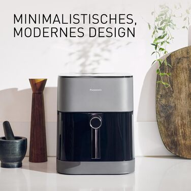 Фритюрниця повітряна Panasonic NF-CC500SXE, 5 л, з вікном, 80–200 °C, 11 програм, LCD-дисплей, покриття антипригарне, сірий матовий, ETM Award 2024