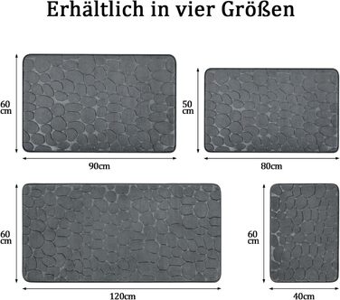 Килимок для ванної з піни з ефектом пам'яті chakme нековзний 60120 см, темно-сірий