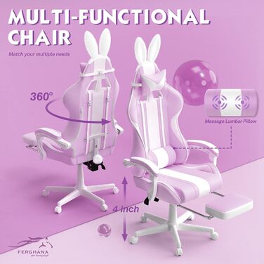Ігрове крісло Ferghana з кролячими вухами фіолетове