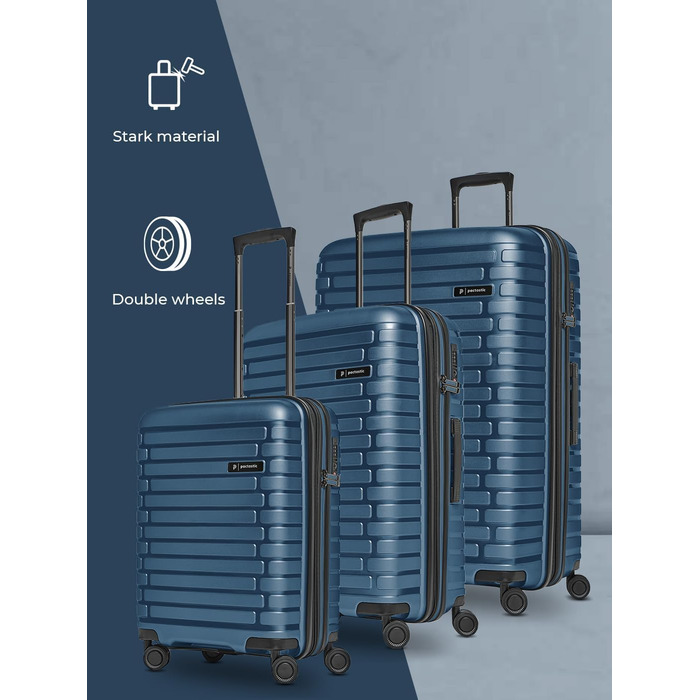 Набір валіз Pactastic Hartschalen 3-в-1: міцний поліпропілен, розширюваний, TSA-замок, 4 колеса | для жінок та чоловіків (Collection 04)