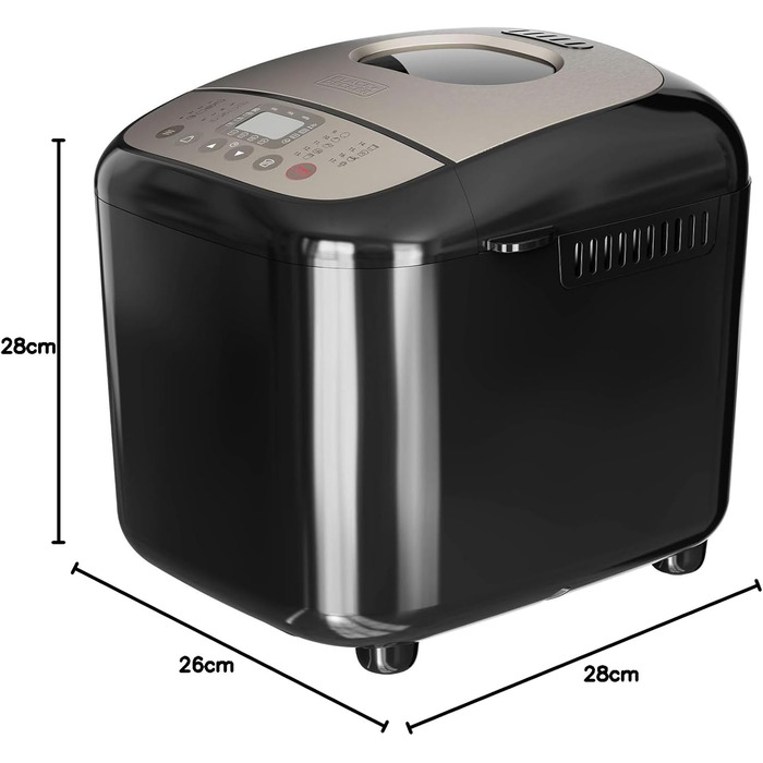 Хлібопечка BLACK+DECKER BXBM600E з 17 програмами для хліба, йогурту, випічки та джему | Потужність 600W | Регулювання ваги випічки до 1 кг | 15 годин програмування | Знімний контейнер для випічки