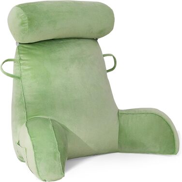 М'яке крісло-мішок для читання з велюру, для дорослих, з підтримкою спини та підлокітниками, з кишенею та знімним чохлом (колір кавовий) (зелений)