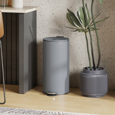 Відро для сміття 30 л з м'яким закриттям кришки та педаллю, внутрішній відрізок з металу, чорного кольору, розміри 36 x 30 x 60,5 см