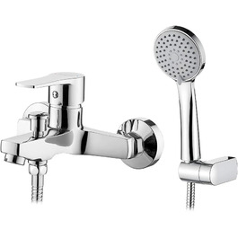 Набір змішувача для ванни Ibergrif Star з душовою лійкою, тримачем для душу та шлангом, хром