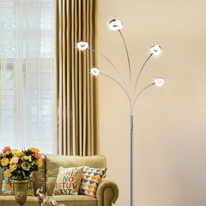 Світлодіодний торшер PADMA Modern Dimmable 5-Flame, Поворотний, 1600LM, Теплий білий для вітальні/офісу