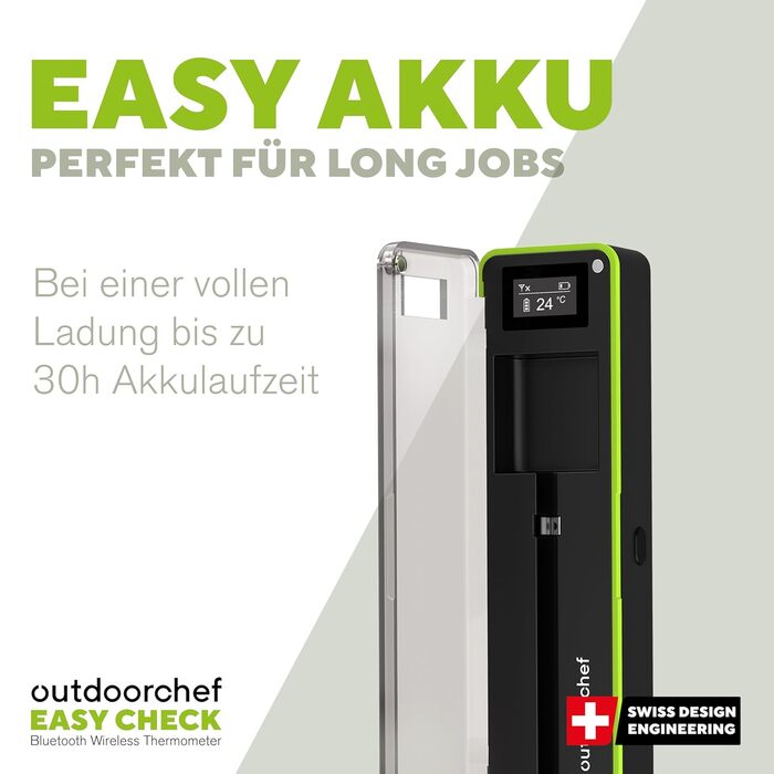 Термометр для гриля Outdoorchef Easy Check Quadro з Bluetooth, 4 датчики, 200м, миюча посудомийна машина, з магнітною док-станцією