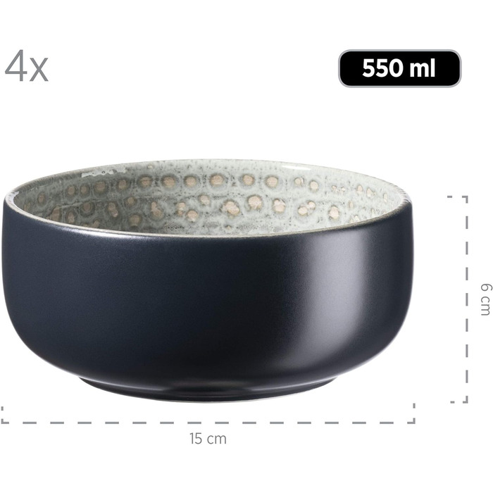 Набір посуду MSER 931743 Spicy Market Series 4шт з ручним розписом у середземноморському вінтажному дизайні, керамічний комбінований обідній сервіз 16 шт., керамограніт (зелений)