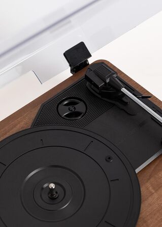 Програвач вінілових платівок з Bluetooth, USB, SD, MicroSD, MP3, темне дерево, PRO, салатовий