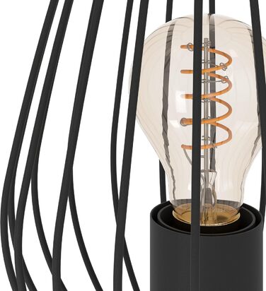 Настільна лампа EGLO Newtown: вінтажна модель з металу, чорного кольору, з вимикачем, цоколь E27 (без лампочки)