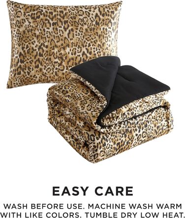 Набір підковдри Juicy Couture Leopard Satin - двосторонній принт Cheetah, 3 предмети, Twin/Twin XL