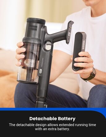 Бездротовий пилосос Proscenic P15: 55KPa, 580W, 70 хв, LED дисплей, антизаплутування, фільтр 6 шарів, для килимів, твердих поверхонь, шерсті тварин, автосалону (світло-сріблястий)