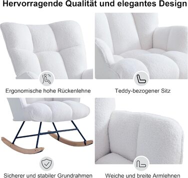 Крісло-гойдалка для годування Stillsessel з підлокітниками, біле, до 136 кг