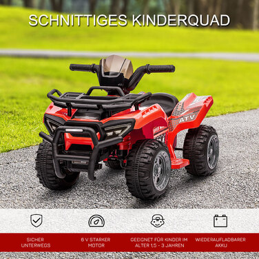 HOMCOM Mini Electric Quad, Дитяча електрична коляска для квадроциклів, для дітей 18-36 місяців, Дитячий мотоцикл Електричний квадроцикл, рожевий