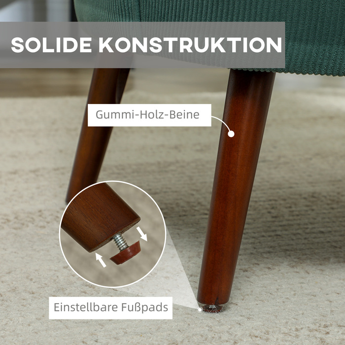 Сучасне крісло з підлокітниками, акцентне м'яке крісло з підтримкою попереку, ніжки з каучукового дерева, темно-зелений