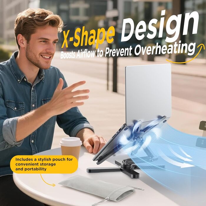 Підставка для ноутбука FoldWise X - алюмінієва, регульована, 360° - для 11-18 дюймів