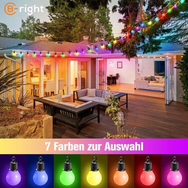 LED гірлянда B-right 12.5м RGB з пультом, IP65, 20 G40 лампочки для декору приміщень та вулиці, на Різдво, Хелловін, балкон, дитячу кімнату, сад