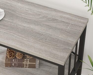 Металево-дерев'яна полиця IBF з 3 ярусами, індустріальний стиль, 120x34x74 см, сірий колір