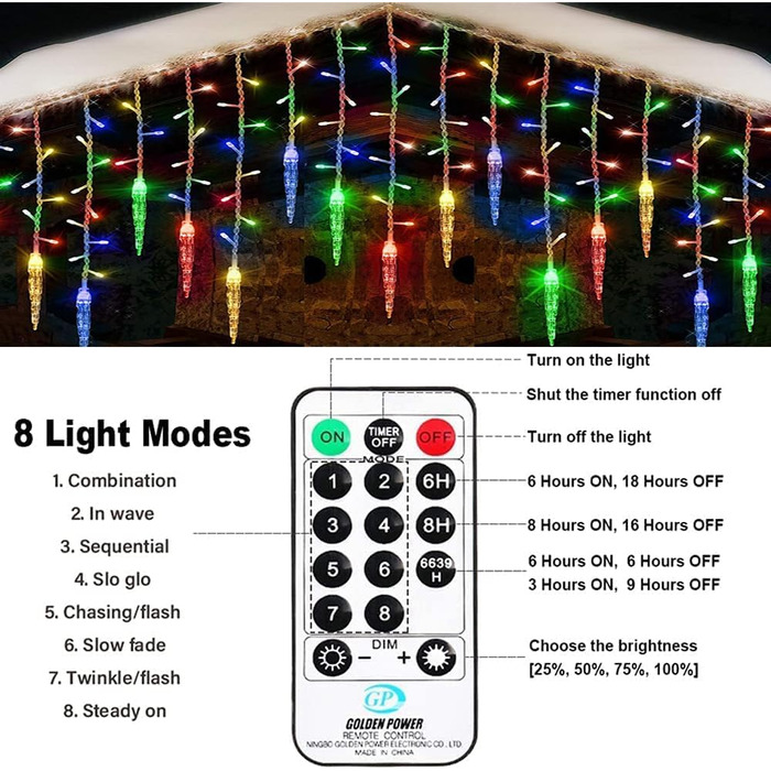 EASTERNSTAR Льодогенератор світлодіодна гірлянда 20м, 200 LED, тепле біле світло, водонепроникна, для декору саду, вечірки, весілля, Різдва