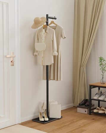 Підлоговий вішак для одягу Metall, 175 см, білий. Підходить для курток, шапок, сумок. Стабільна база, розмір 39x26x175 см.
