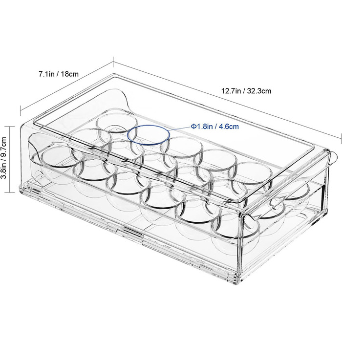 Контейнер для яєць у холодильник, BPA-free, органайзер для яєць, стелаж для 18 яєць, прозорий контейнер