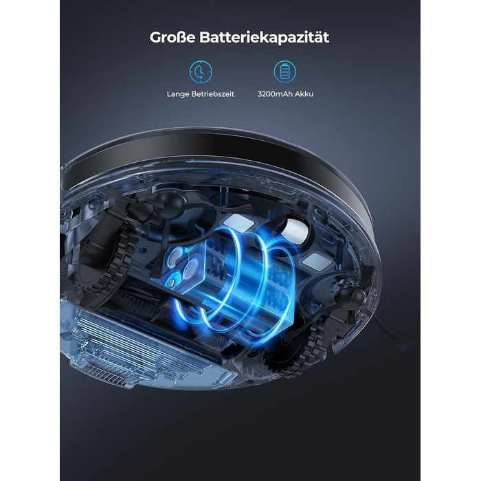 Робот-пилосос Laresar Clean з функцією миття підлоги, станція самоочищення L6 Nex, навігація LiDAR, 3л контейнер, до 180 хв роботи, 3-в-1 (прибирання, миття, пилосос), для видалення шерсті тварин, чорний