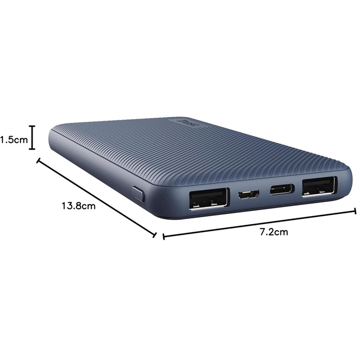 МАг, швидка зарядка, USB-C, стійкий, портативний зарядний пристрій, синій, 20000