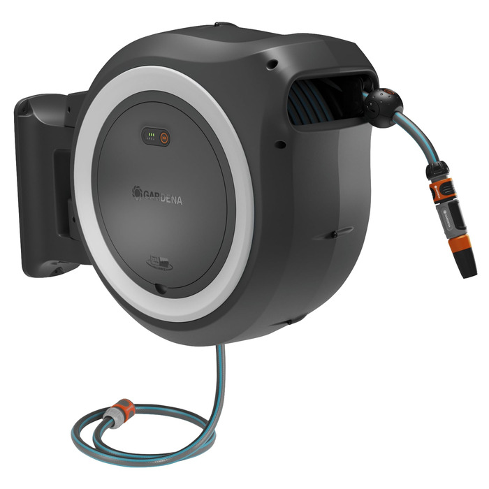 Gardena PowerRoll XXL Solo: Автоматичний шланг на котушці з акумулятором, 40м, білий, UV-стійкий, для саду