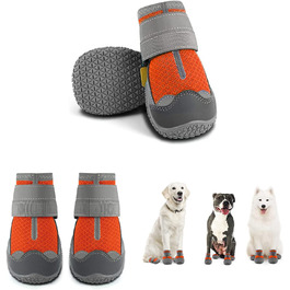 Взуття для собак із захистом від пилку, нековзна підошва, 4 шт. дихаючі черевики для собак зі світловідбиваючим ремінцем, взуття для собак, снігоступи на липучці для занять спортом на відкритому повітрі Розмір 5 (ширина 6 см) для 18-27 кг