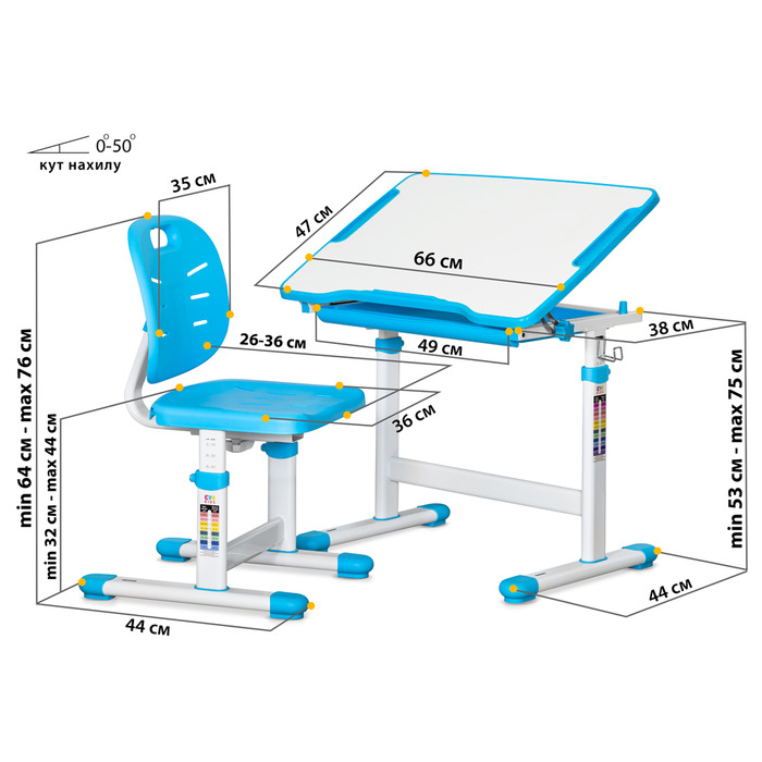 Комплект Evo-kids (стіл+стілець) Evo-06 Ergo Blue (арт. Evo-06 Ergo BL)