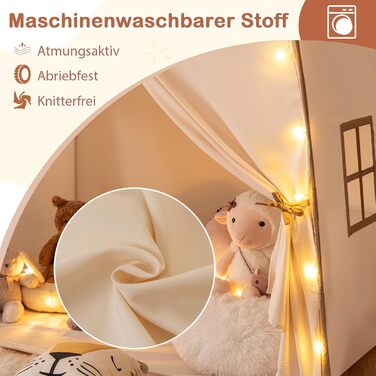 Дитяче намет-ліжко DREAMADE 2 в 1 з гірляндою та прапором, ігровий намет для дитячої кімнати, ігровий будиночок для дітей від 3 років (колір кавовий)