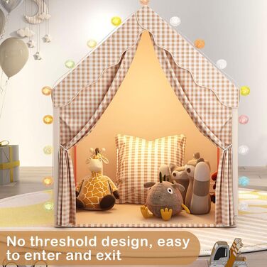 Дитяче намет-ліжко з ліхтариками та прапорцями, ігровий намет для дітей, намет-халапа для малюків, намет принцеси з вікнами, халапа для хлопчиків та дівчаток, хакі (47 * 40 * 51)