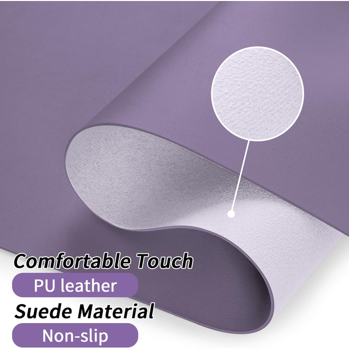 Килимок для столу та миші XXL Niviy (80x40 см), водонепроникна підкладка зі штучної шкіри PU, захисний килимок для офісу та дому, лавандовий