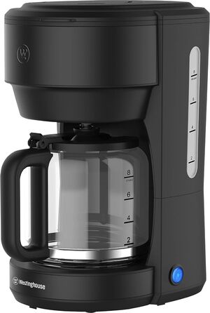 Базова серія кавоварок Westinghouse, кавоварка з фільтром до 10 чашок, постійний фільтр, скляний глечик, протикрапельна система, функція збереження тепла до 30 хвилин, індикатор рівня води, сріблястий (чорний)